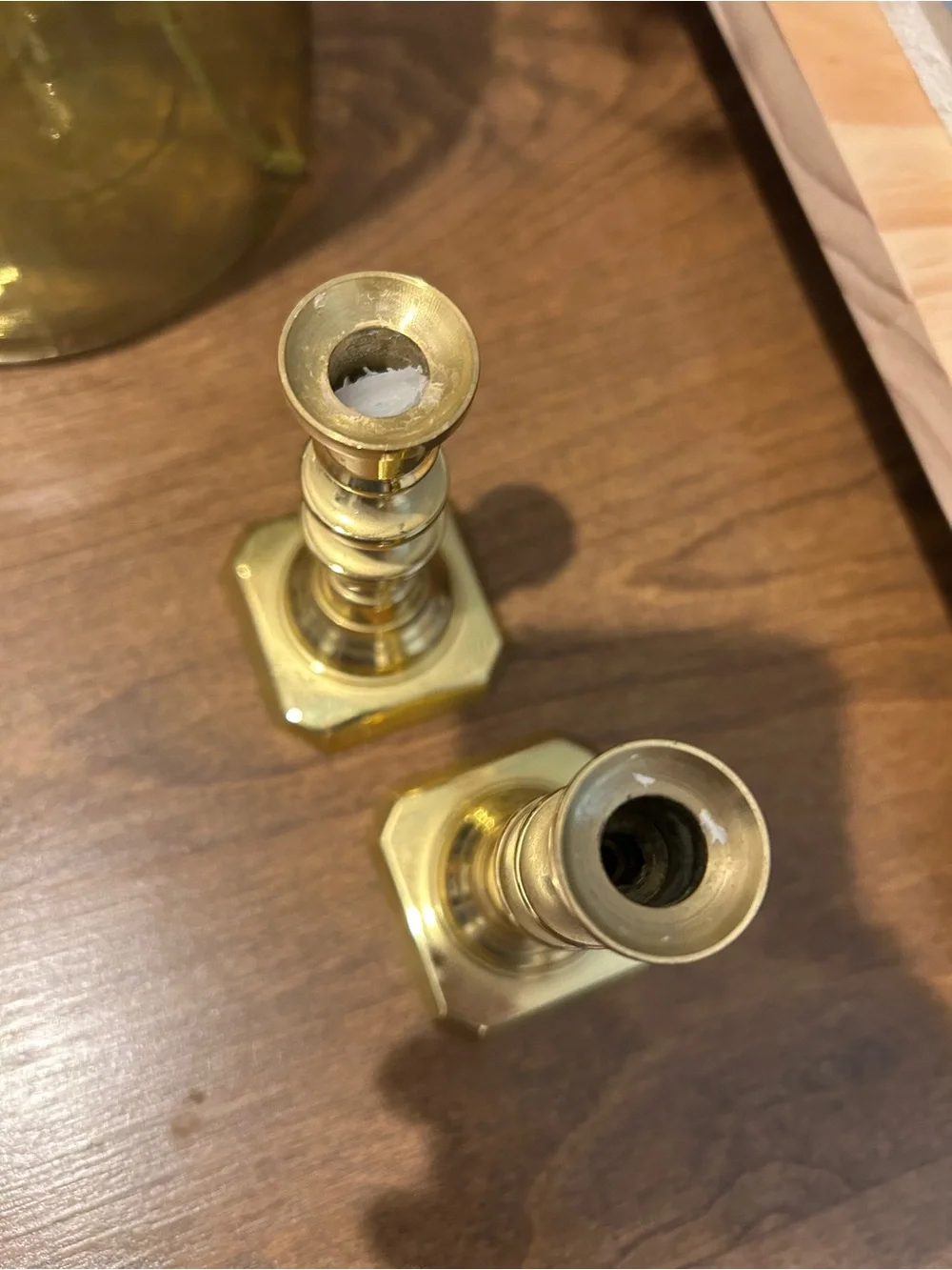 Vintage Solid Brass Candlestick Holders Pair • 4” Taper Candle Holders